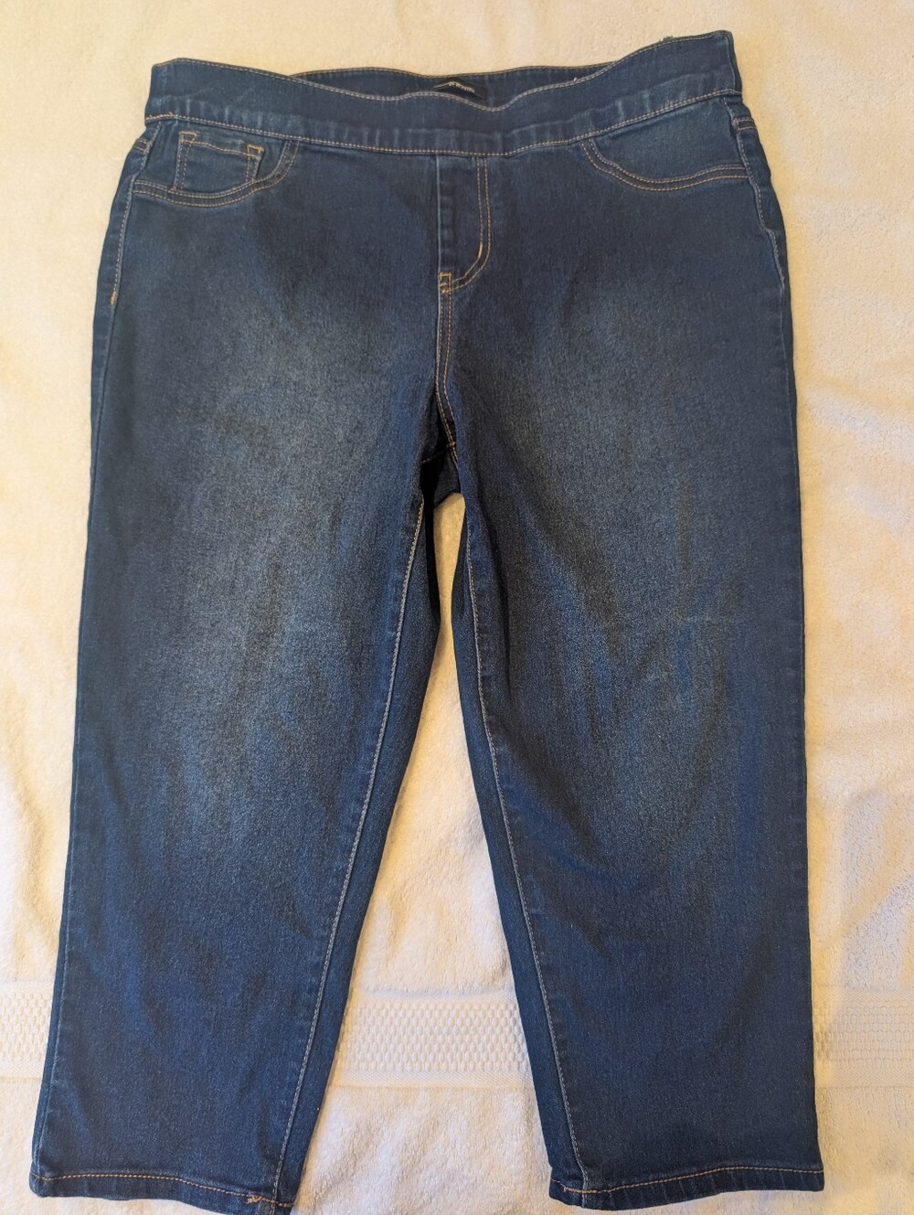 A3 Denim Pull On Capri Jeans Dark Wash Stretch High Rise Cropped Pants 14P